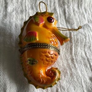 Orange Seahorse Trinket Box